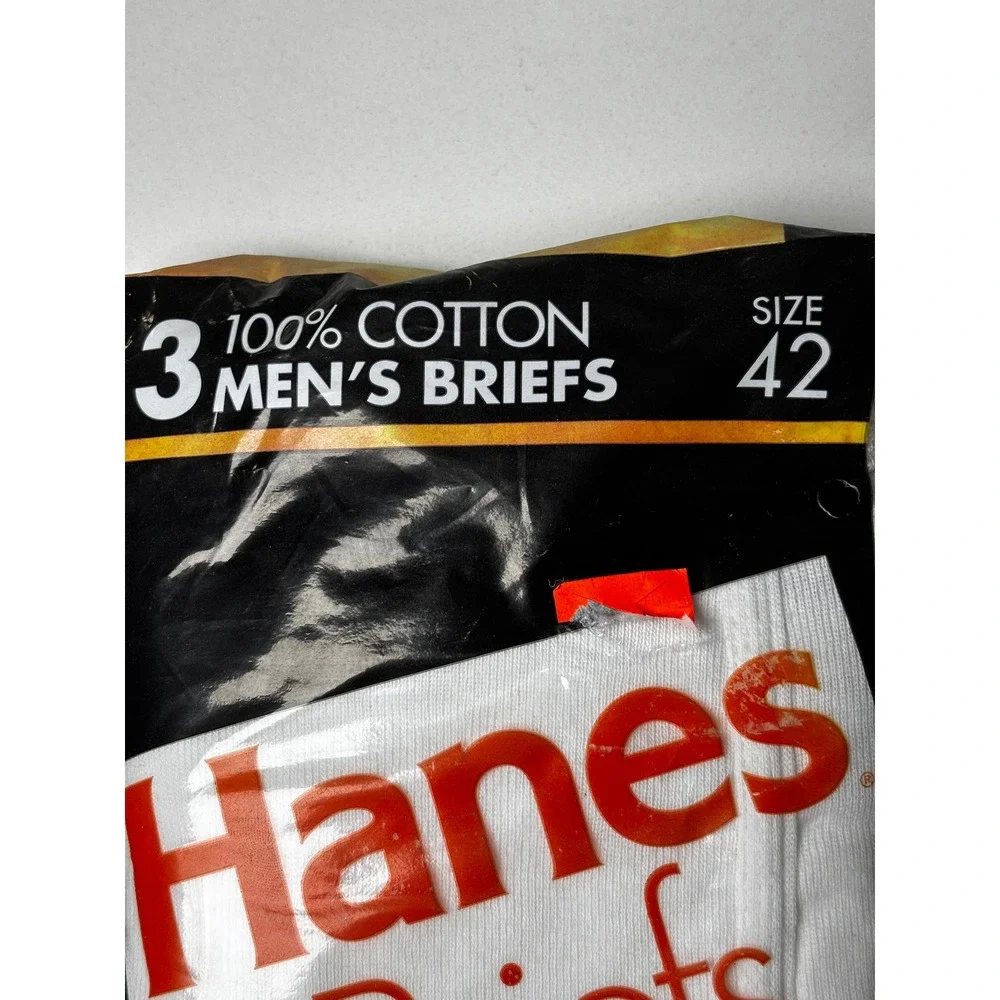 Hanes Vintage 90's Mens 3 Pack Cotton Briefs Size 40 Tightie Whities‎ Pre-shrunk